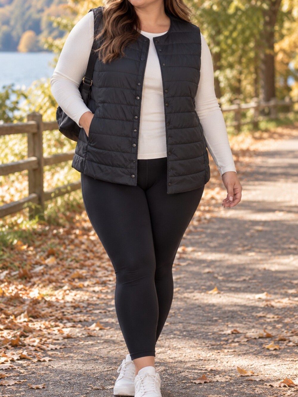 Mondetta Plus Size Black Quilted Snap Front Puffer Vest Lightweight Casual